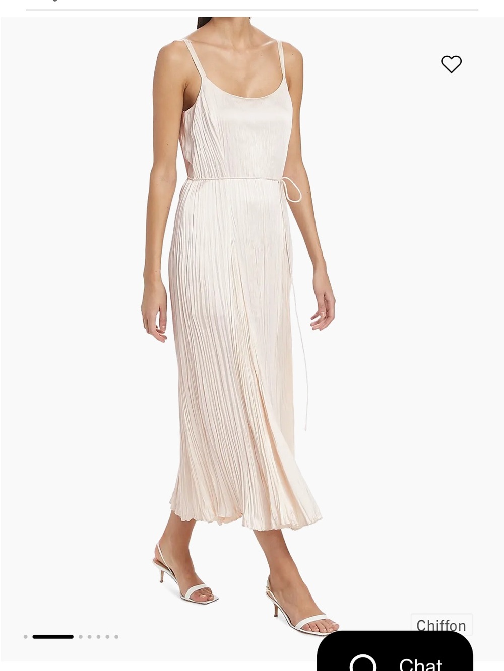 Vince Light Blush Pleated Midi Slip Dress with Waist Tie